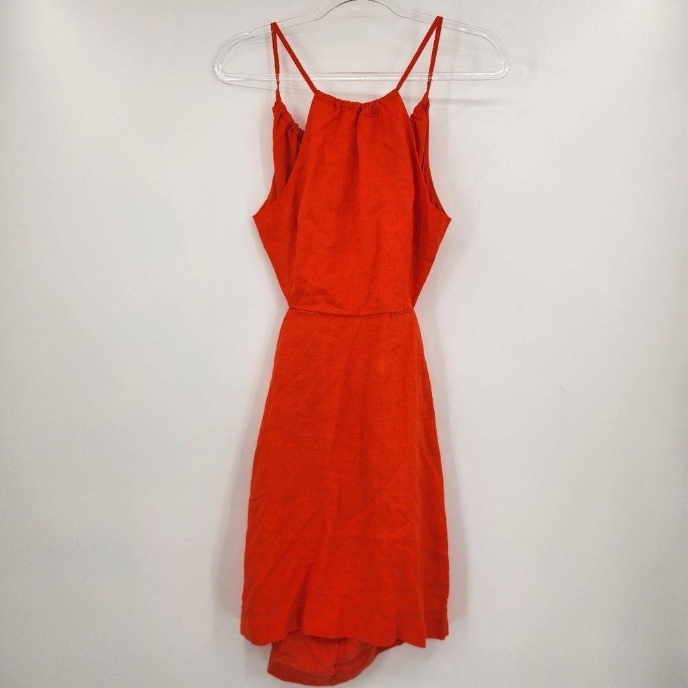 Boden Linen Cut Out Dress Womens Size US 4 UK 8 Orange NWT Sleeveless Halter